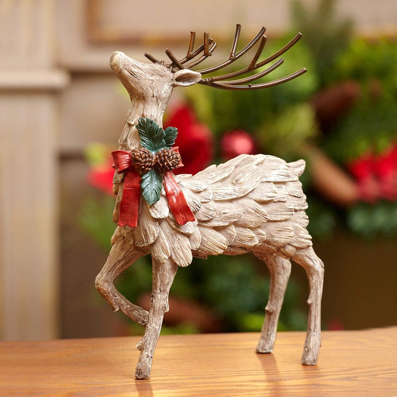 Topadorn Resin Holiday Deer Tabletop Holiday Figurine Christmas Decorative,2 Pack - Image 4